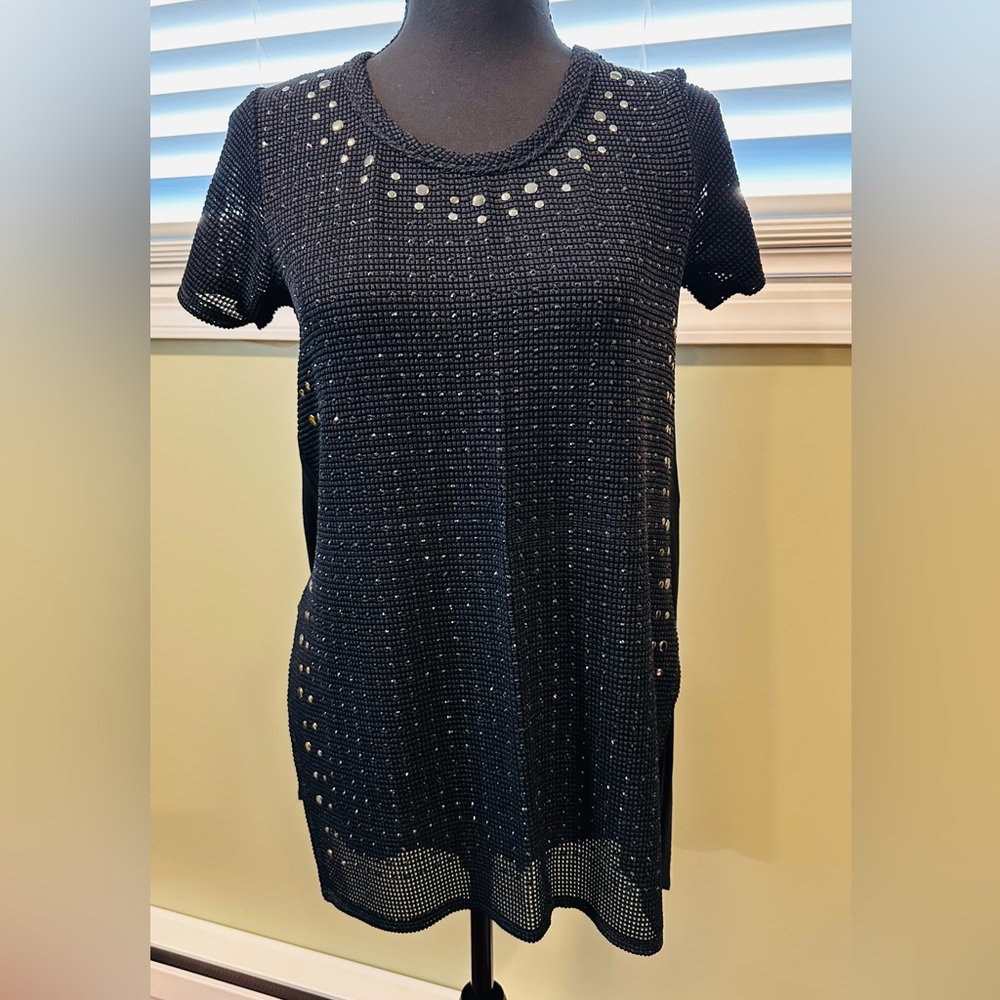 Vocal Black Knit Studded Top